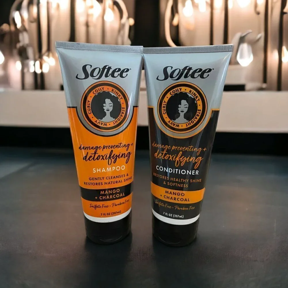 2 PC BUNDLE ~ Softee® Detoxifying Mango + Charcoal Shampoo Conditioner Hair Set - Picture 8 of 8